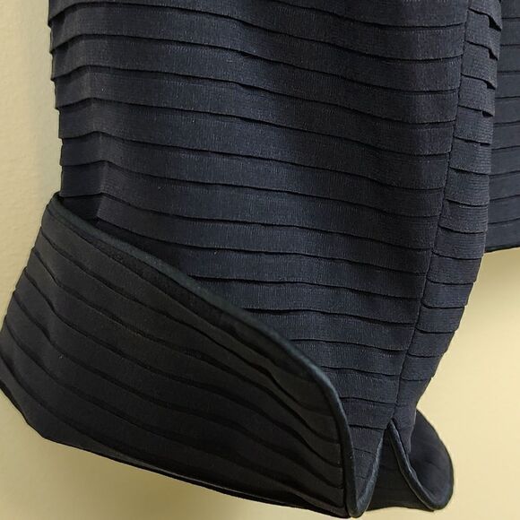 Talbot's Silk Mini Shutter Pleat Collarless Blazer/Jacket in Navy Blue Size 8 - Picture 10 of 12